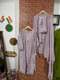 Onion Pink Suit Set | Silk cotton  | With lining| Embroidered| Chiffon Duppata
