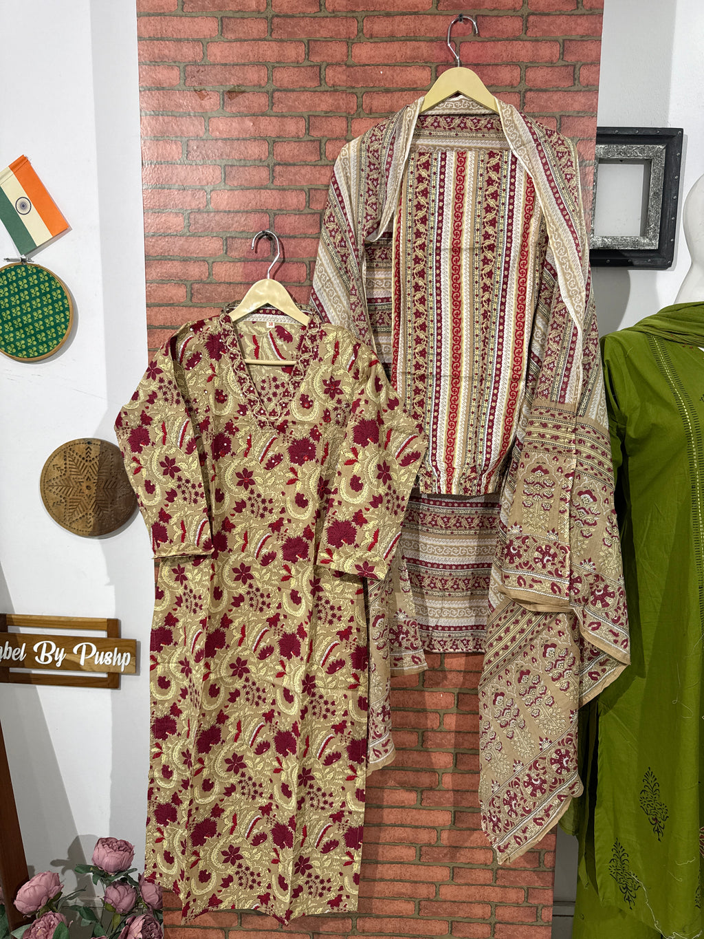 Creme Suit Set | cotton |Printed| Cotton Duppata