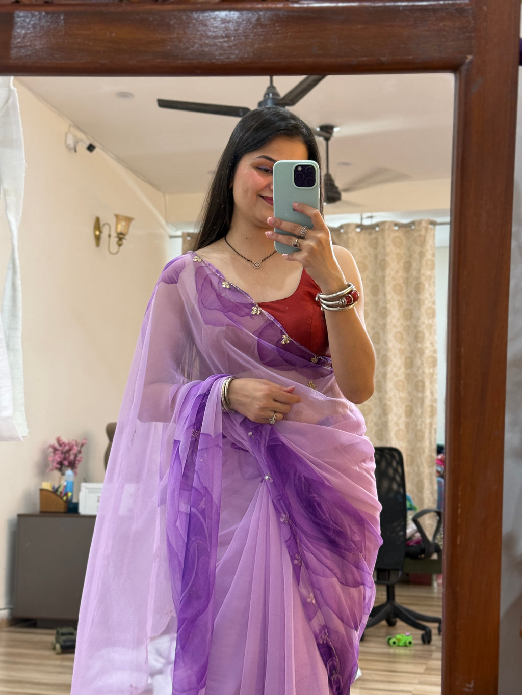Floral Pure Georgette Handblock Digital Printed Saree| Handwork cutdana detailing| Without blouse