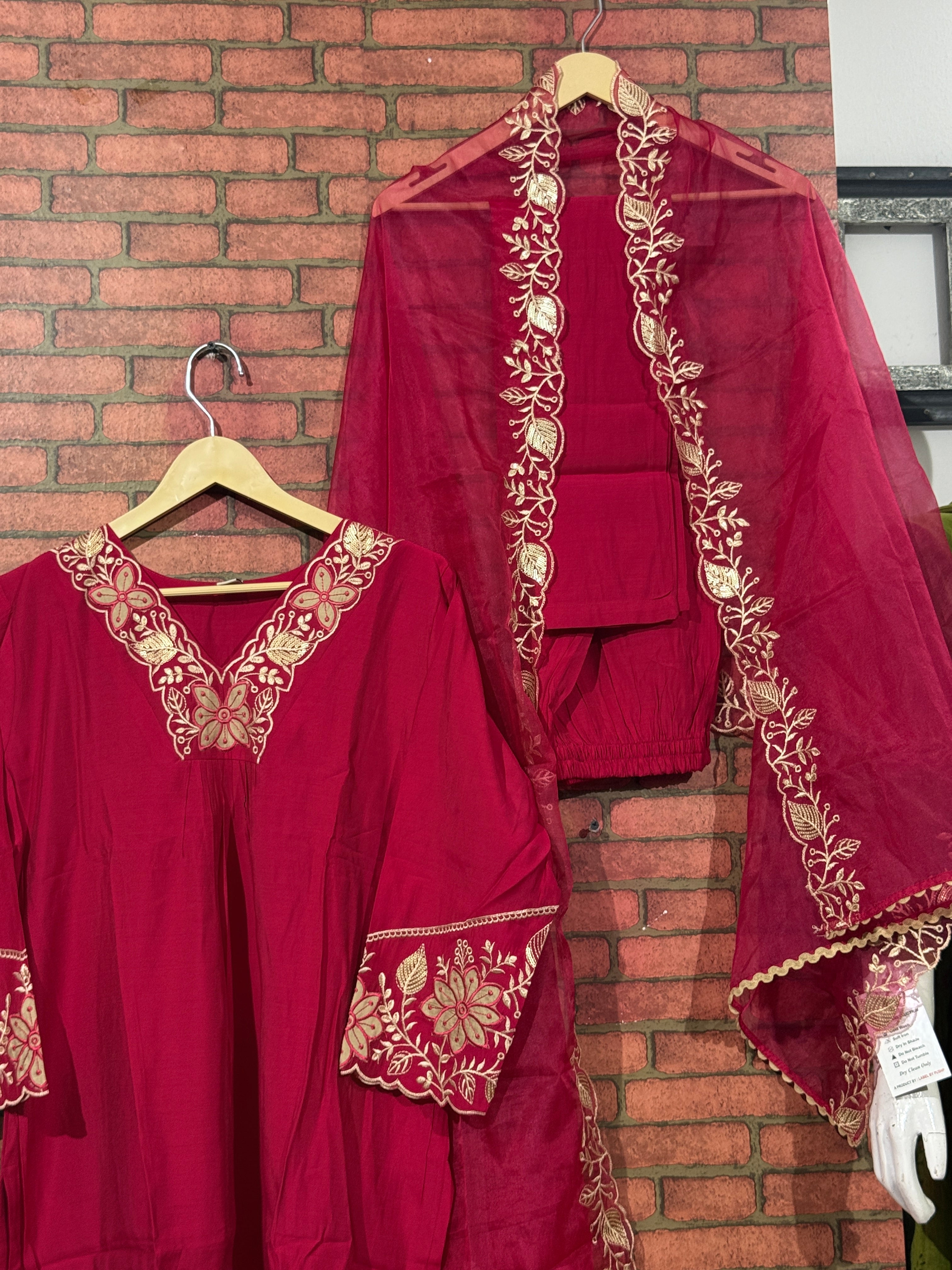 Pink Suit Set | Embroidered | Cotton Silk