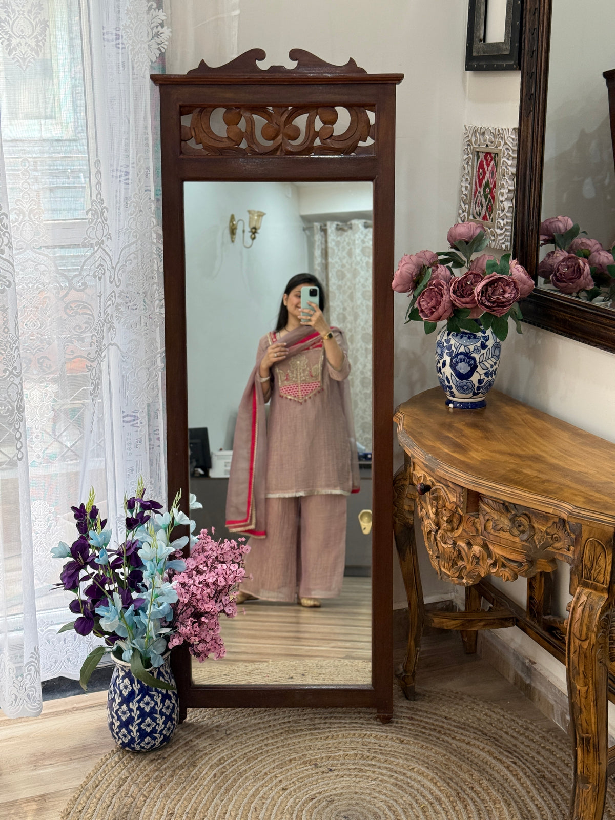 Pastel Pink Crushed Tissue Suit Set| Embroidered |With lining in top & bottom| beautiful Duppata