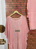 Pink Kaftan Set | Chinon| Hand Embroidered| Partywear