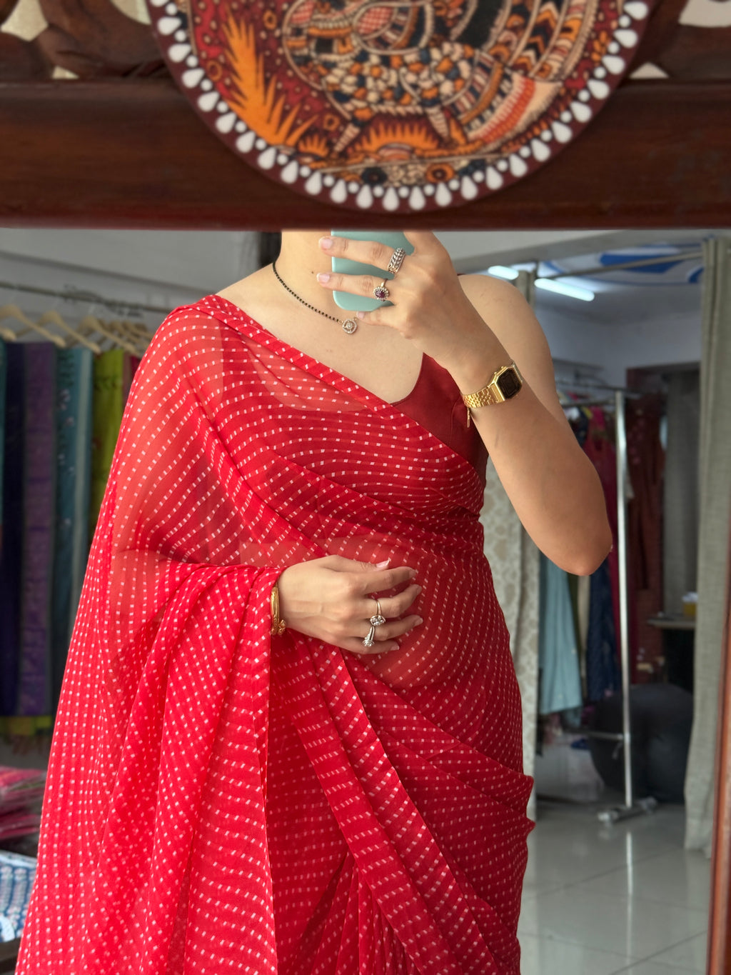 Georgette Leheriya Saree| with running blouse