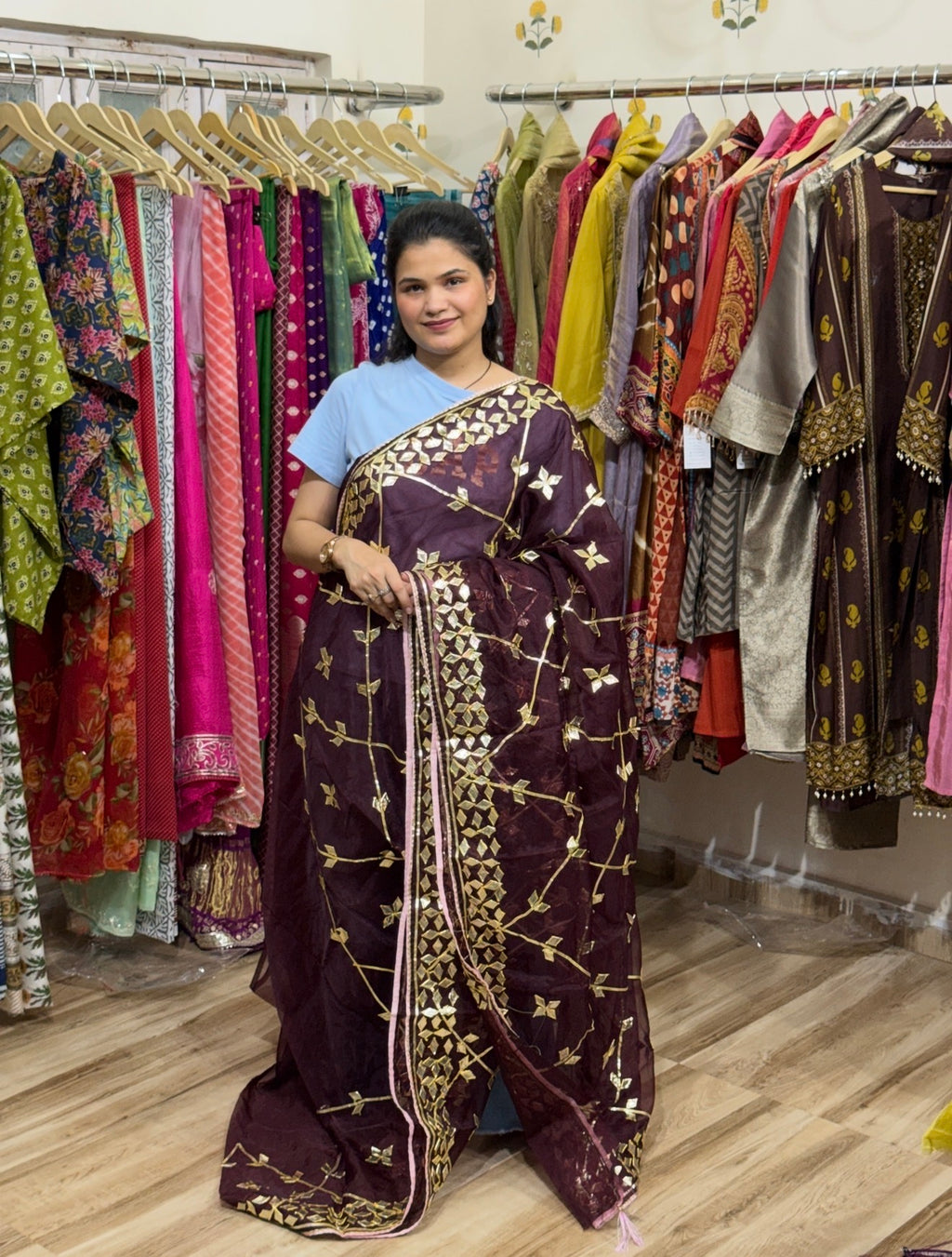 Sale Saree | without blouse| Organza | Gotta patti