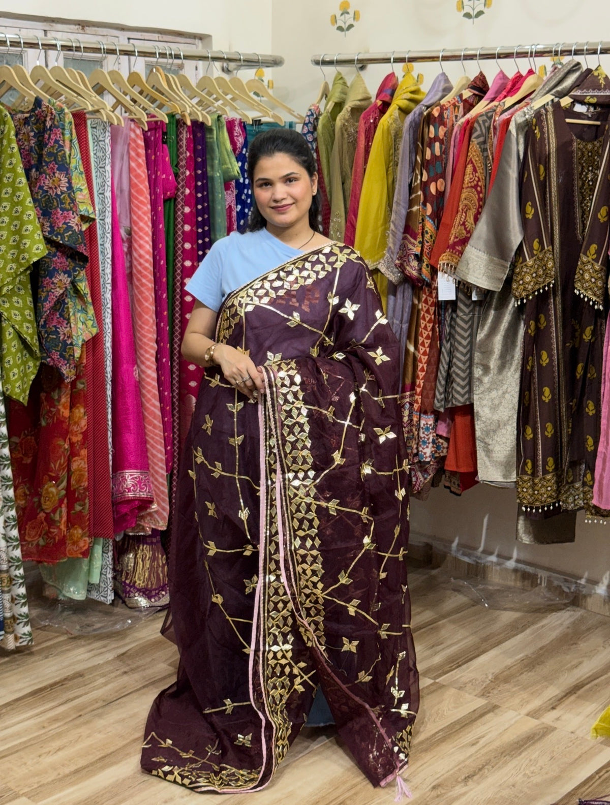 Sale Saree | without blouse| Organza | Gotta patti