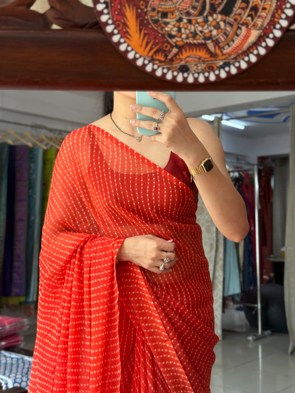 Georgette Leheriya Saree|with running blouse| Budget Friendly