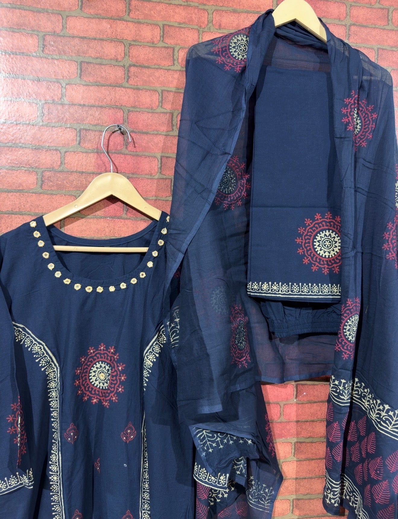 Blue block printed suit| Cotton| Suit Set
