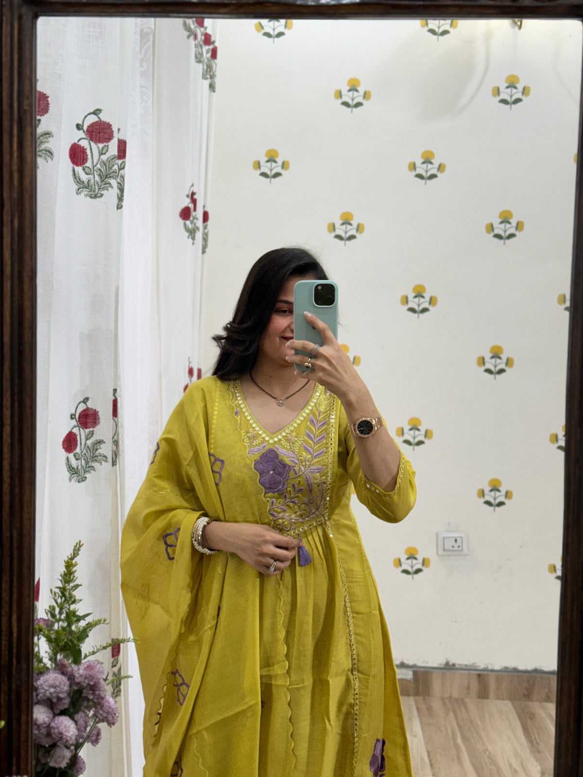 Festive Special Yellow | Embroidered| with lining| Embroidered Duppata| Mul Chanderi