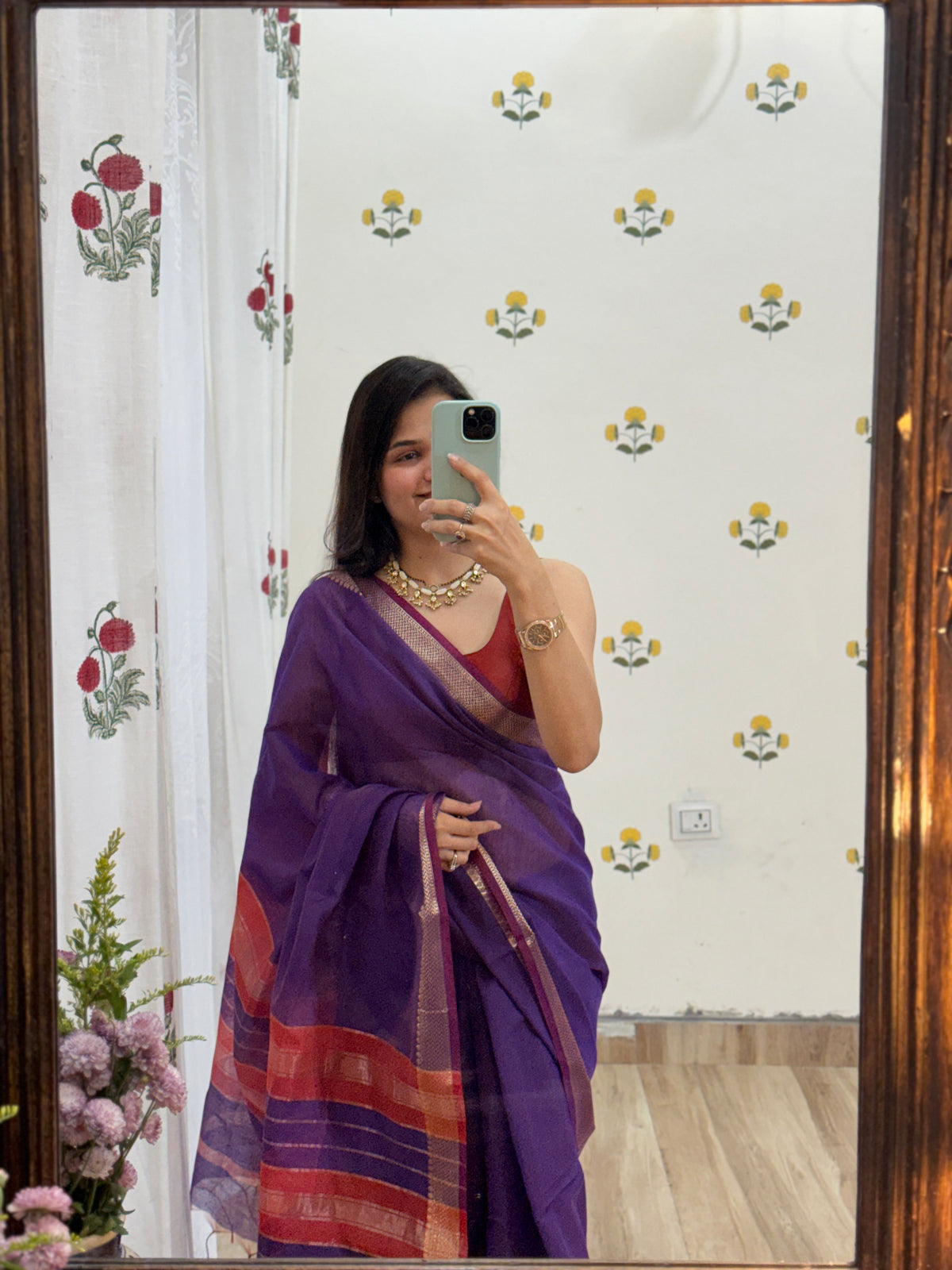 Maheshwari Silk Cotton Saree | With blouse