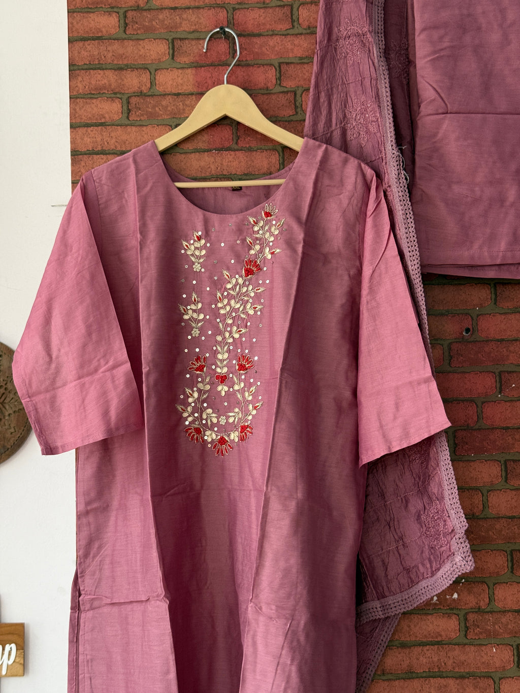 Mauve Suit |With lining| Embroidered| Silk Cotton