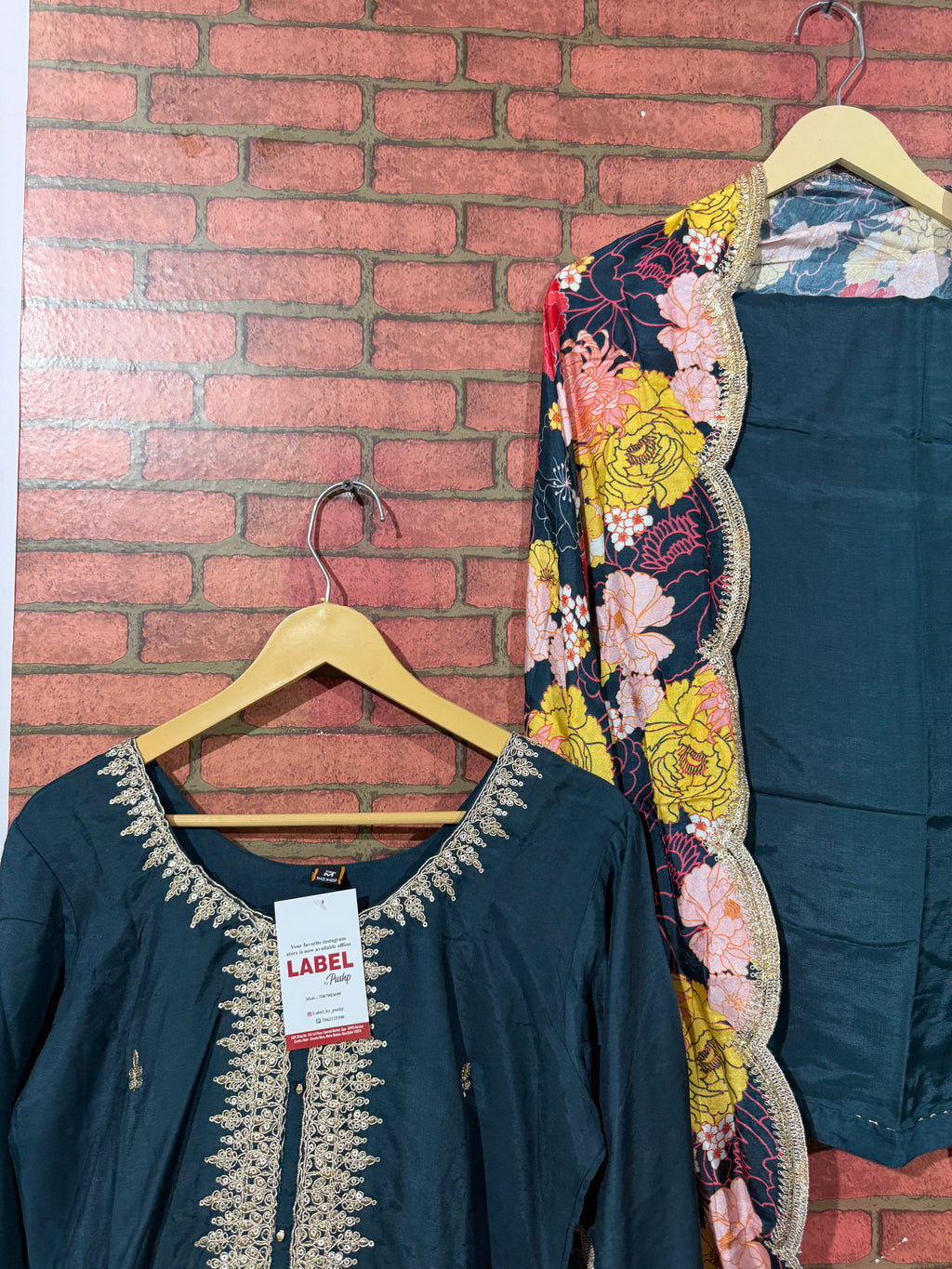 Teal Muslin Set | Embroidered| Floral Duppata