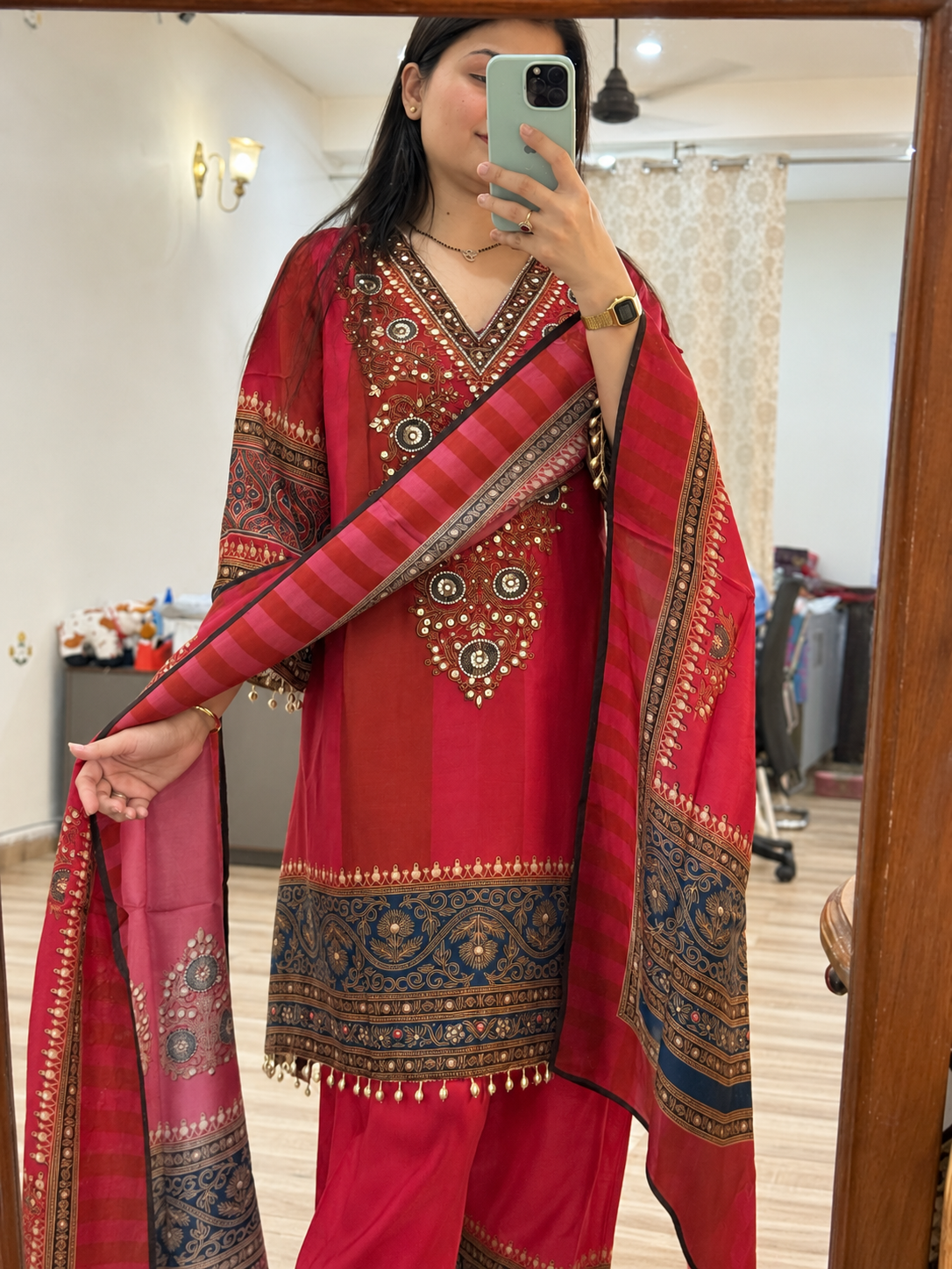 Muslin Partywear Suit |Hand Embroidered | Cotton lining| With beautiful Duppata | Designer back print |Farshi Salwar