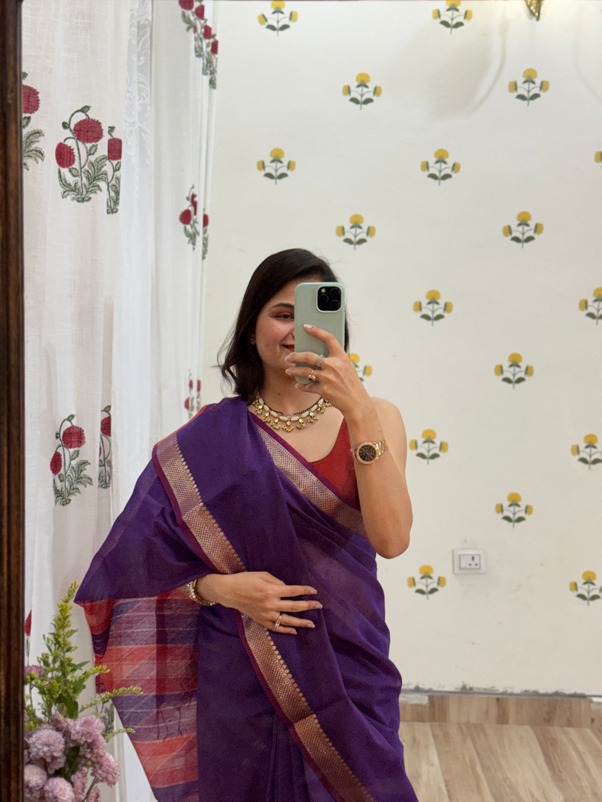 Maheshwari Silk Cotton Saree | With blouse