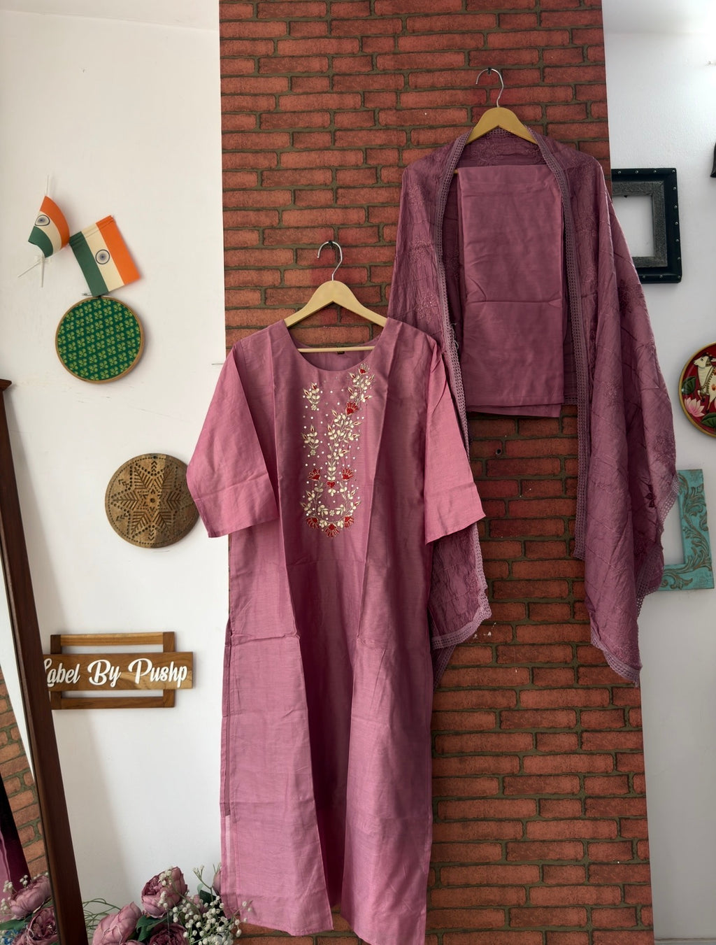 Mauve Suit |With lining| Embroidered| Silk Cotton