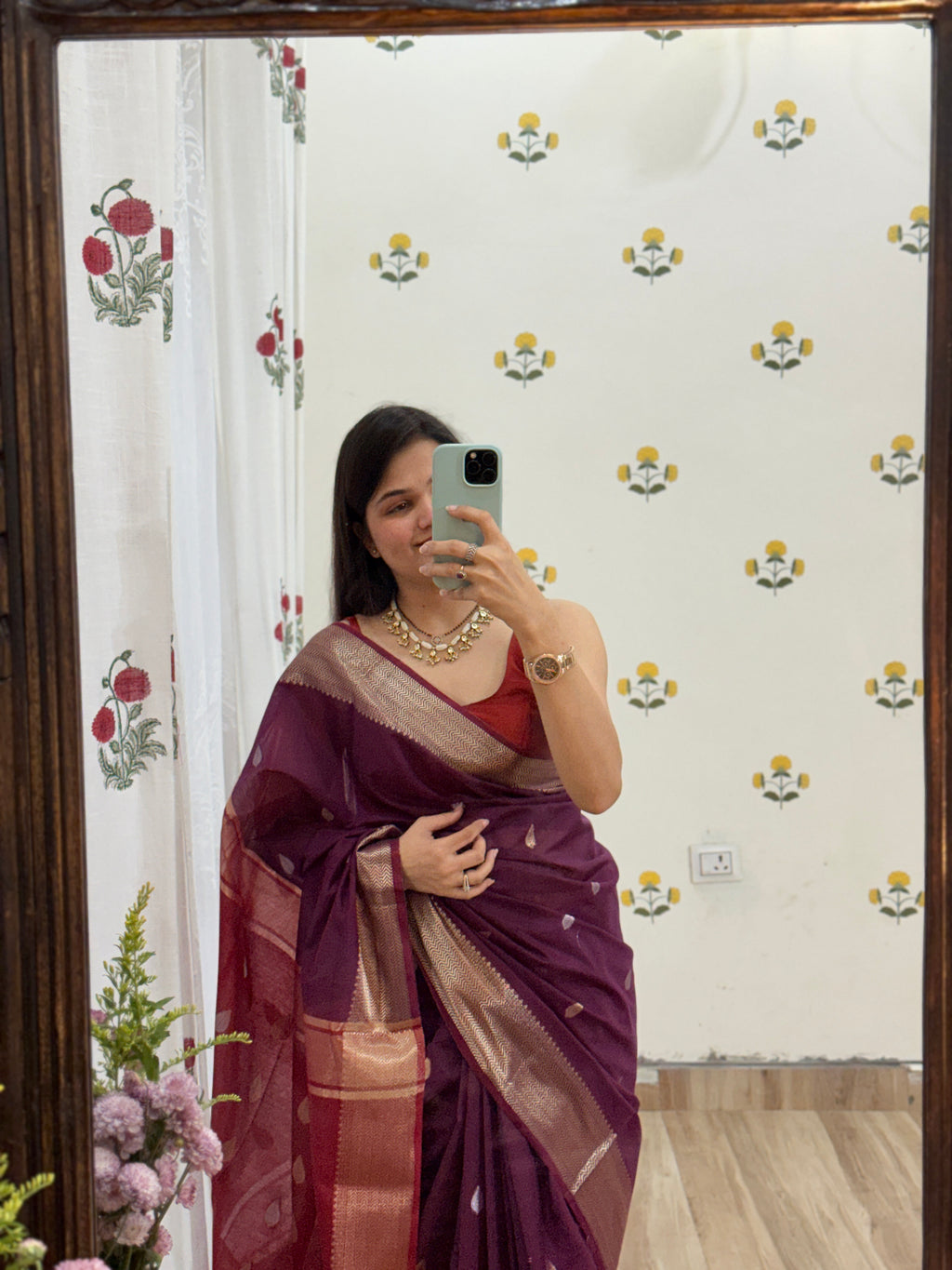 Maheshwari Silk Cotton Saree | With blouse