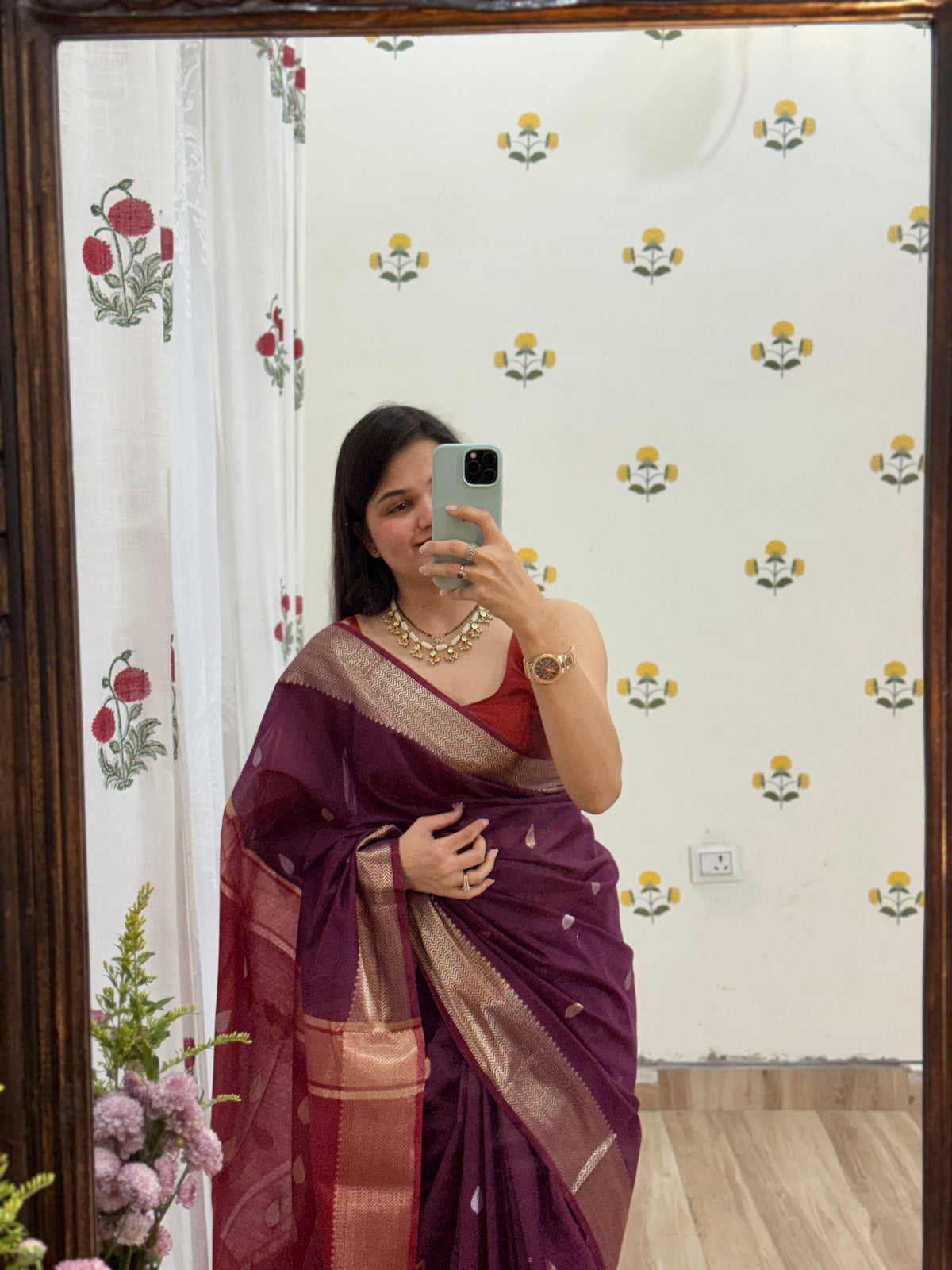 Maheshwari Silk Cotton Saree | With blouse