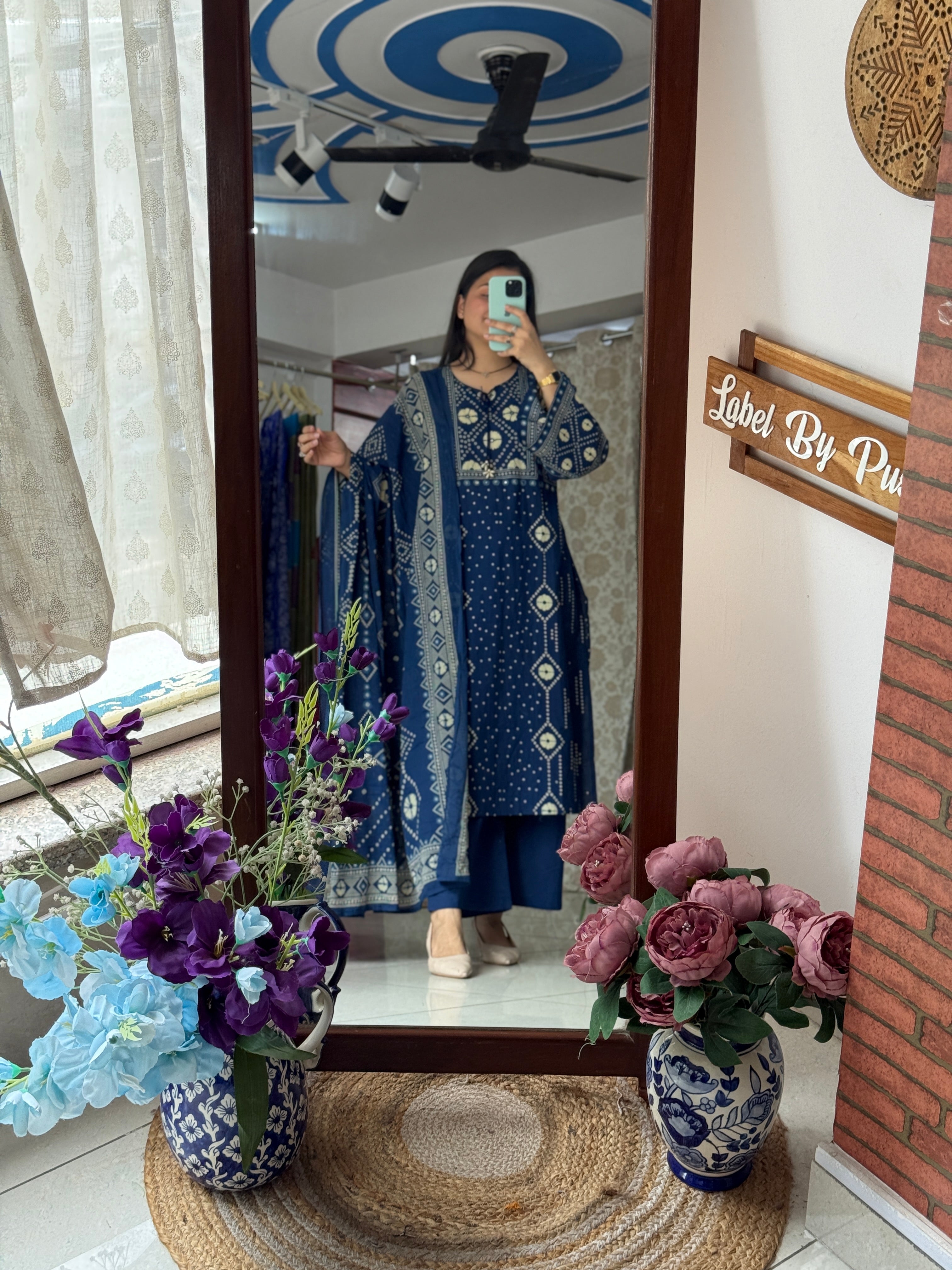 Blue Bandhani| Cotton suit| Comfy Pakistani Set