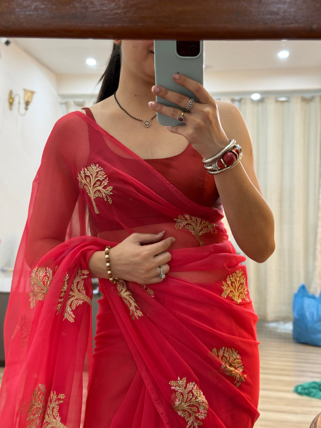 Zari Embroidered| Georgette Sarees| Without Blouse