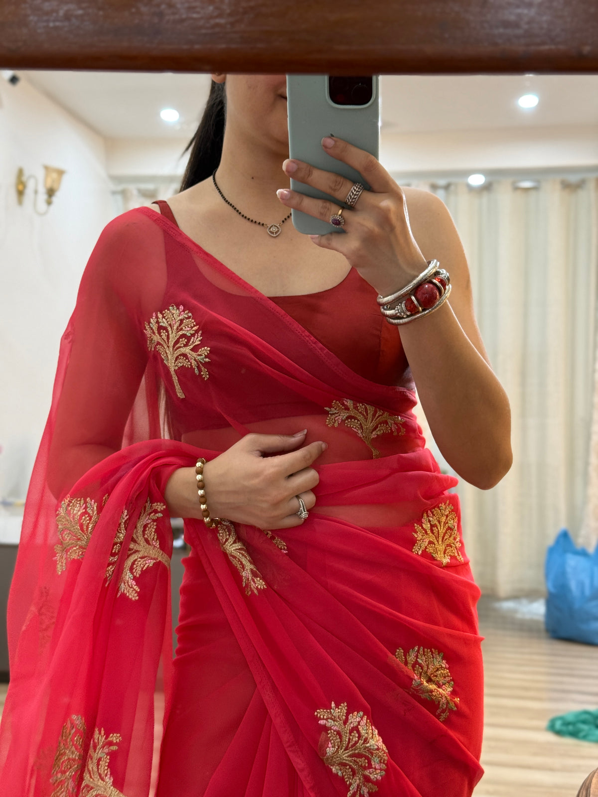 Zari Embroidered| Georgette Sarees| Without Blouse
