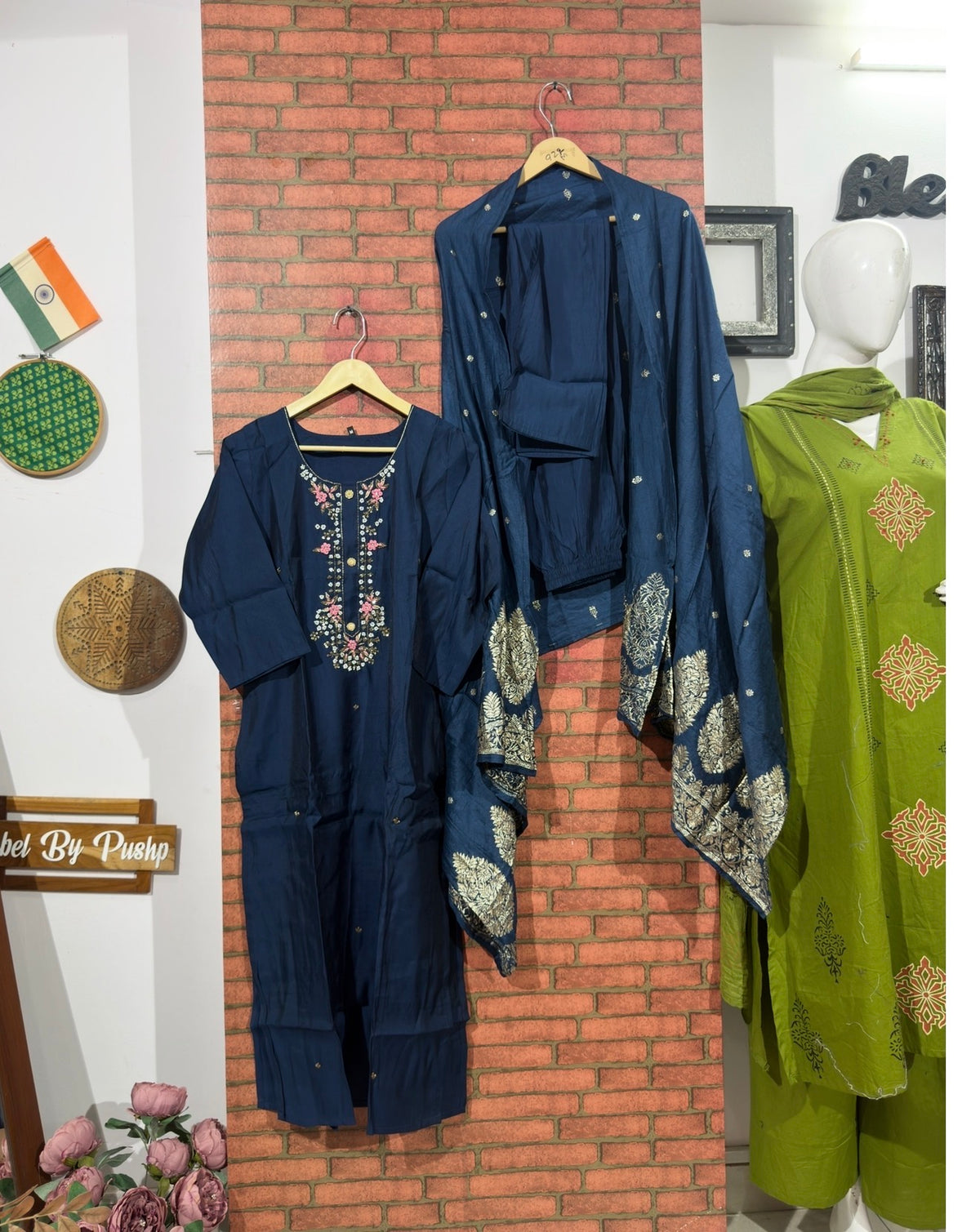 Blue Suit Set | Embroidered | Cotton Silk| With lining