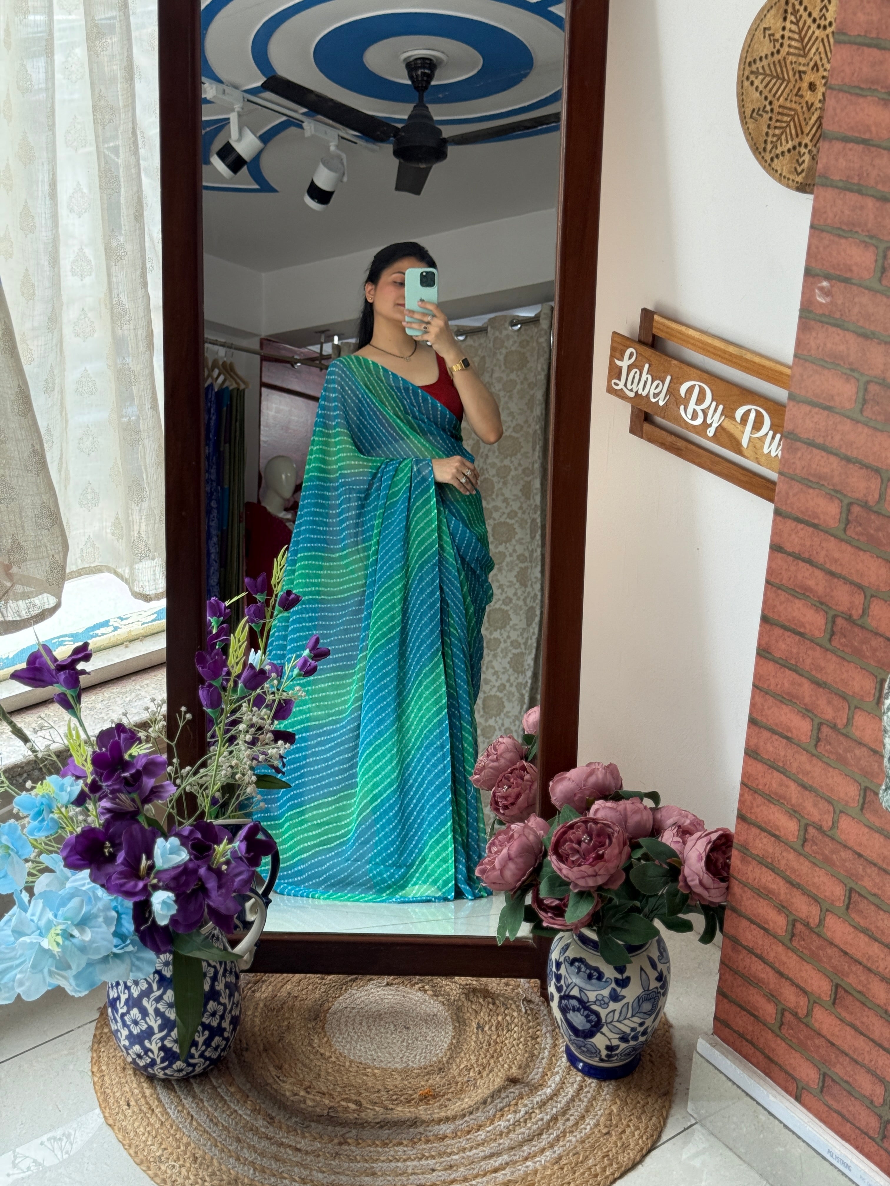 Georgette Leheriya Saree|with running blouse| Budget Friendly