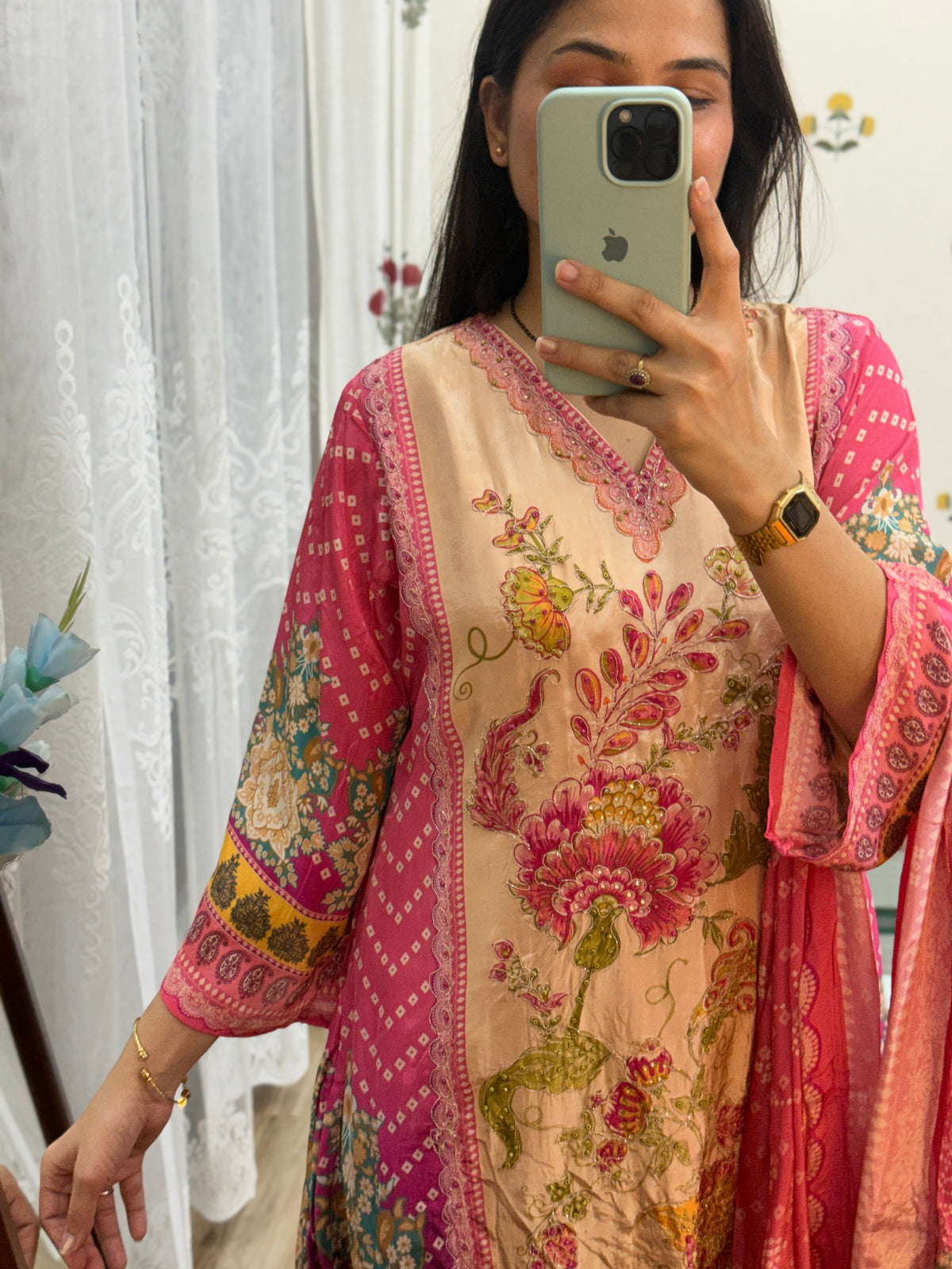 Pretty Pink Muslin Suit| With lining | Pakistani Fit, Hand Embroidered| Partywear