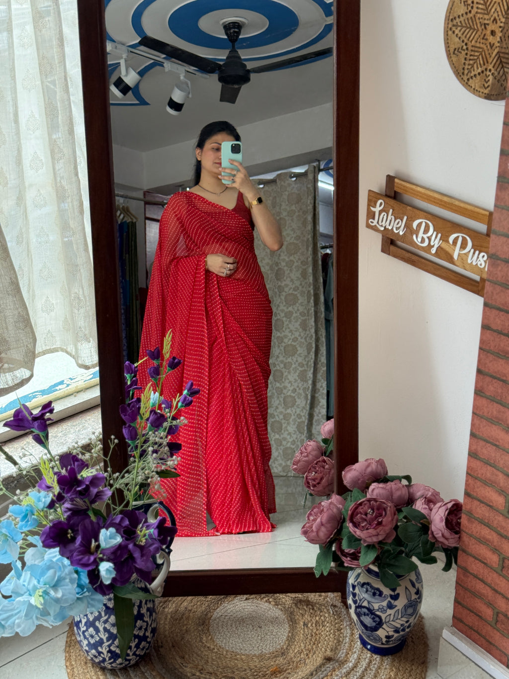 Georgette Leheriya Saree| with running blouse