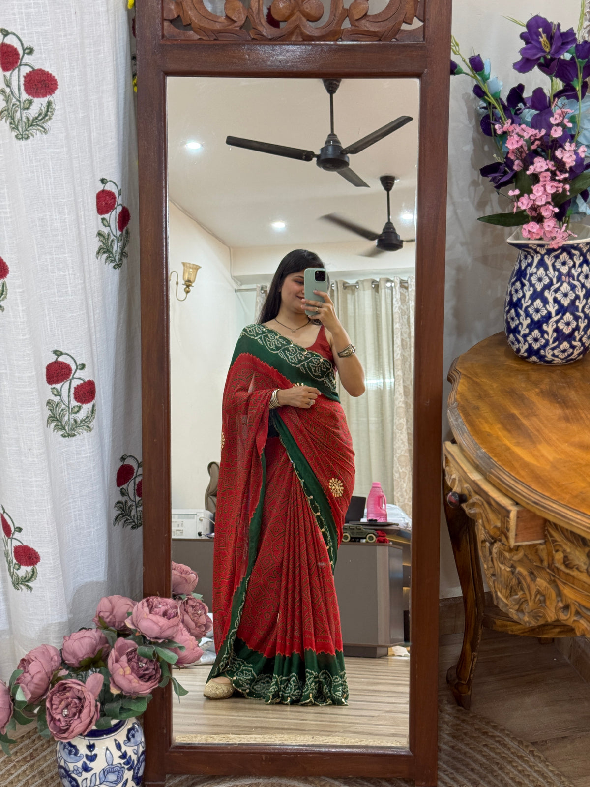 Dual tone Pure Georgette Saree | Cutdana Handwork | With blouse
