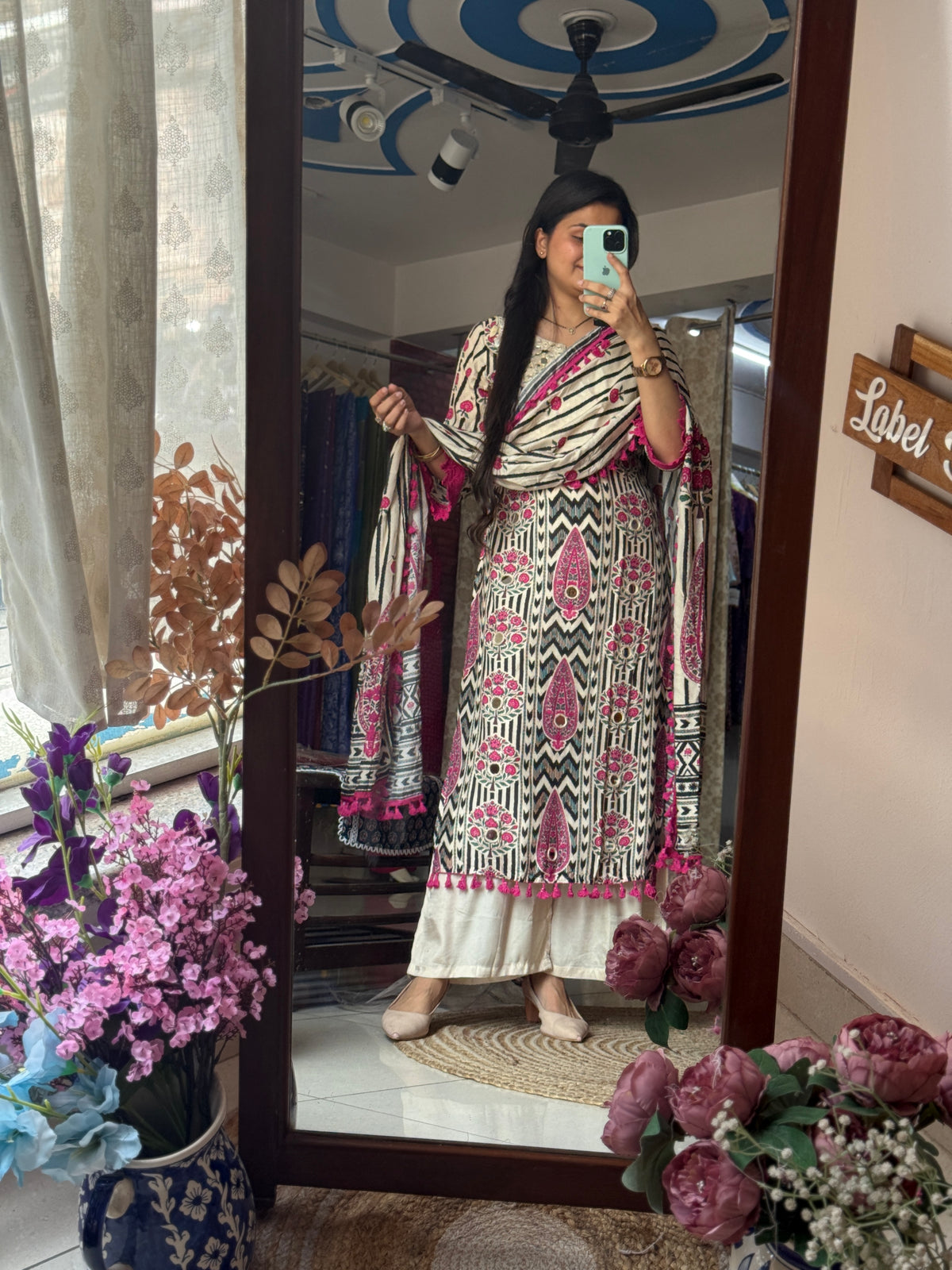 Muslin Partywear Suit | Real mirror work| Cotton lining| With beautiful Duppata