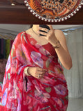 Phoolvari |Pure Georgette Digital Printed Saree| Handwork cutdana detailing| Without blouse