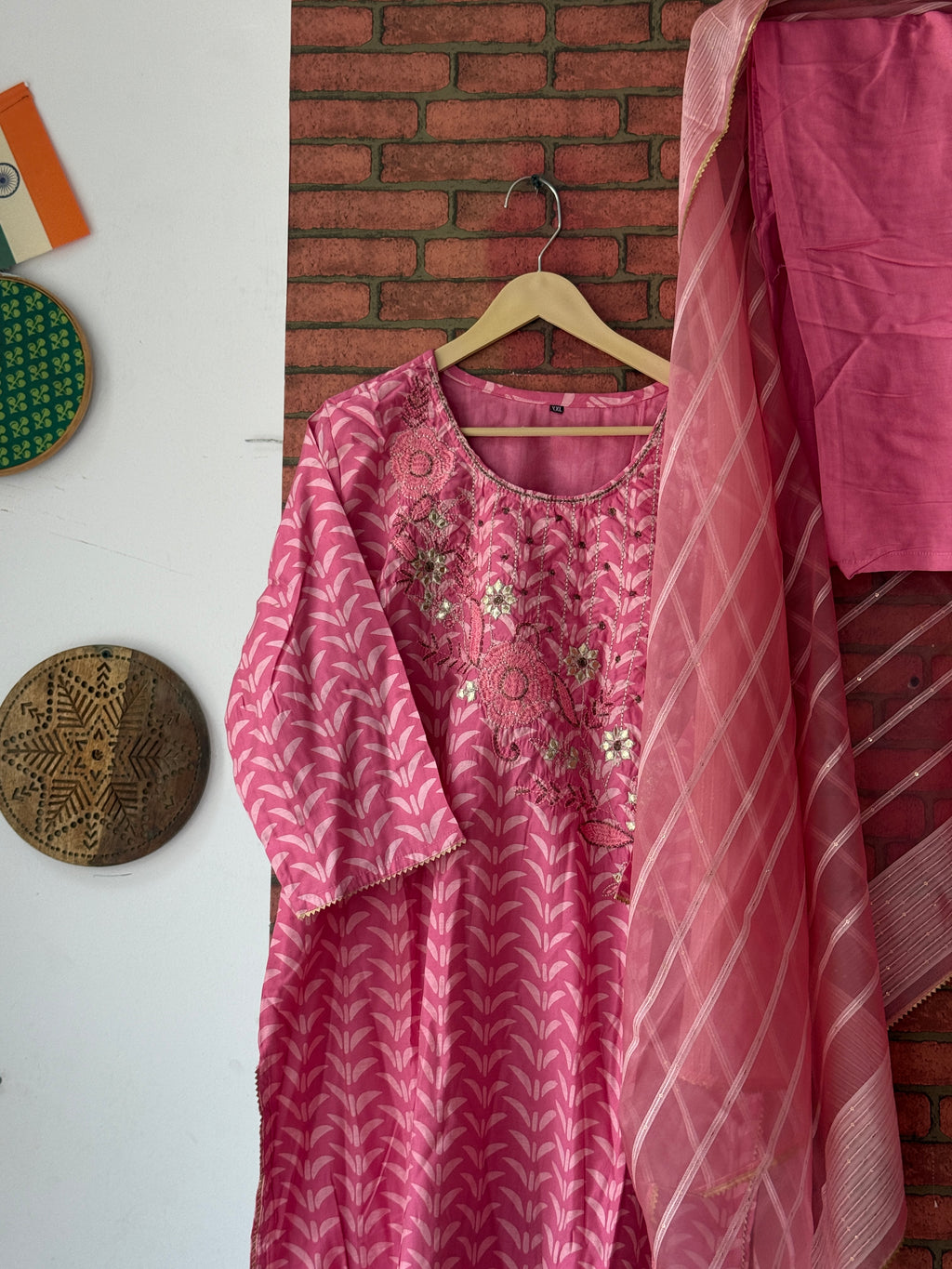 Pink Suit Set | Cotton  | Embroidered