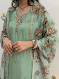 Pista Green Suit set | With cotton lining| Hand Embroidered Kurta| Embroidered Organza Duppata | Crepe