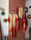 Red Lugdipatta Suit |With lining| Kalamakri | Dola Silk