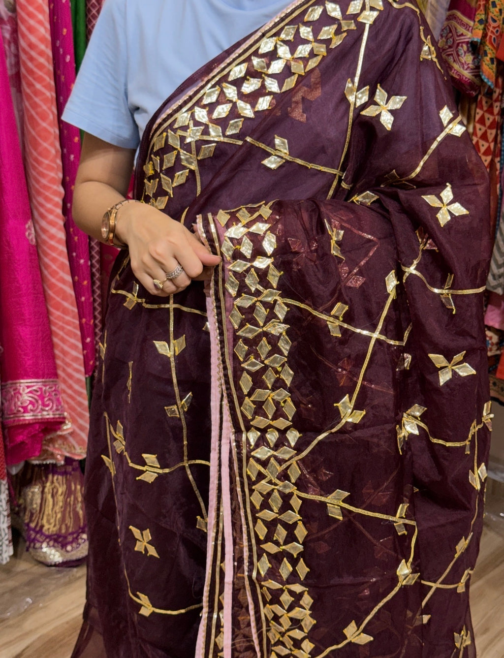 Sale Saree | without blouse| Organza | Gotta patti