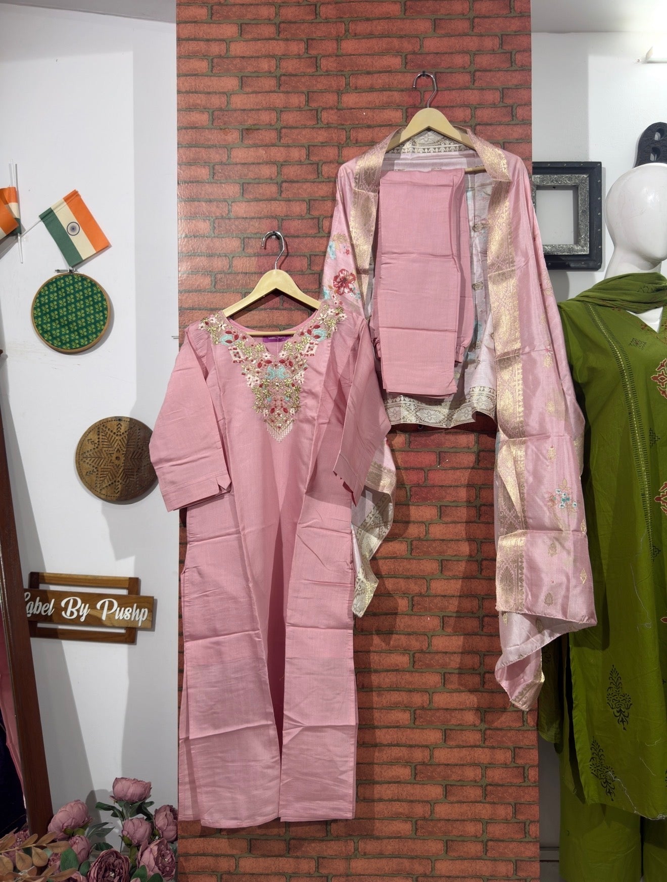 Pink Suit Set| With lining| Embroidered