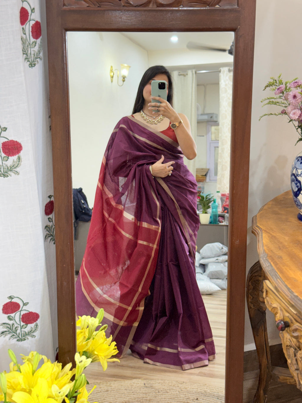 Maheshwari Silk Cotton Saree | With blouse