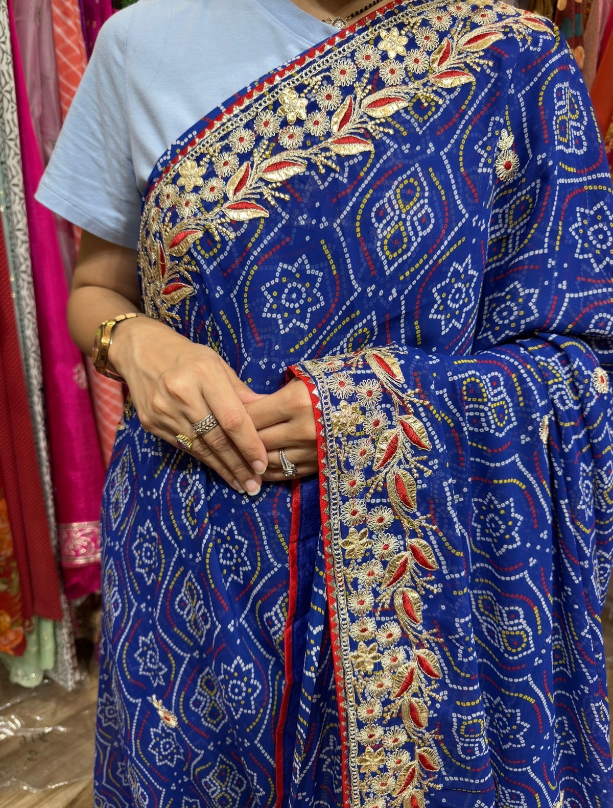 Sale Saree | with blouse| Georgette Bandhani