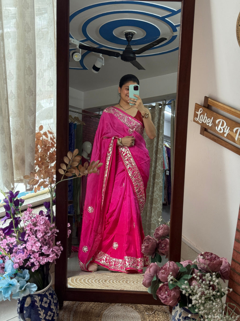 Pink Ombre Dola Silk Saree|Gota patti with sequin work| With embroidered blouse | Partywear
