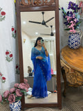 Dual tone Blue Georgette Saree | Cutdana Handwork | With blouse