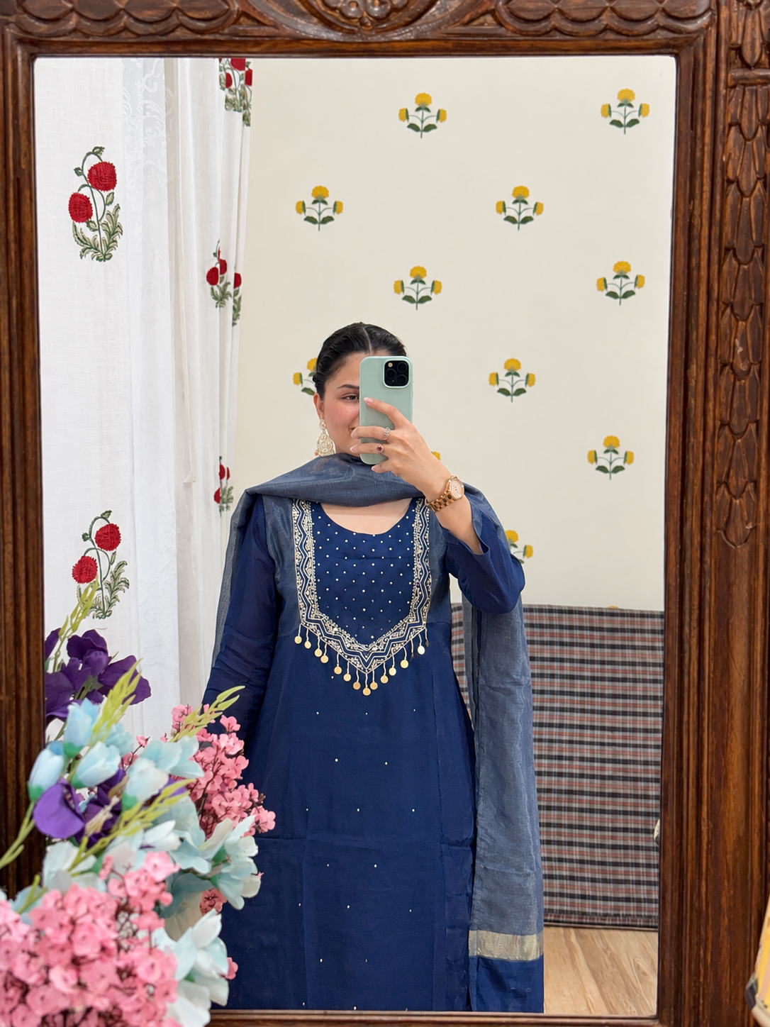 Blue Mul Chanderi Suit | Handloom Zari Beauty | Cotton lining| With Tissue Duppata|Classy & Elegant Suit Set