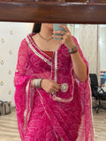 Multi Leheriya Chiffon Leheriya Saree|  Handwork Gota patti work| With blouse