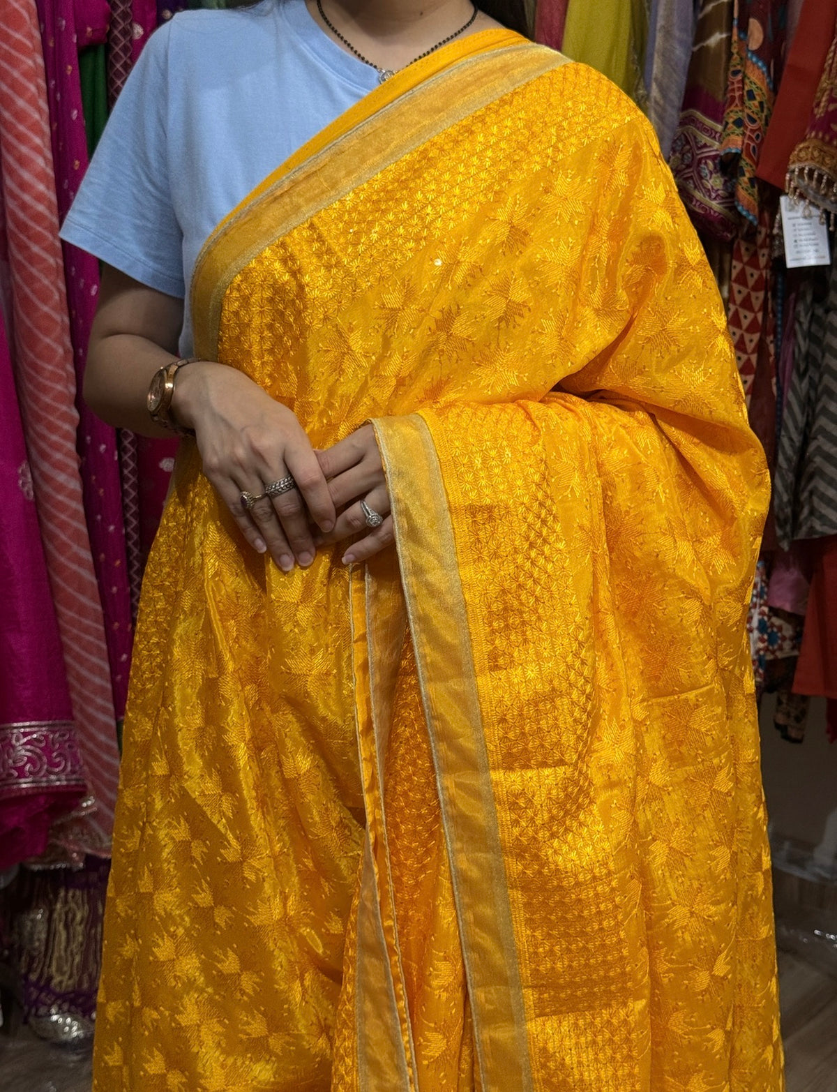 Sale Saree | without blouse| Phulkari| Semi Chiffon