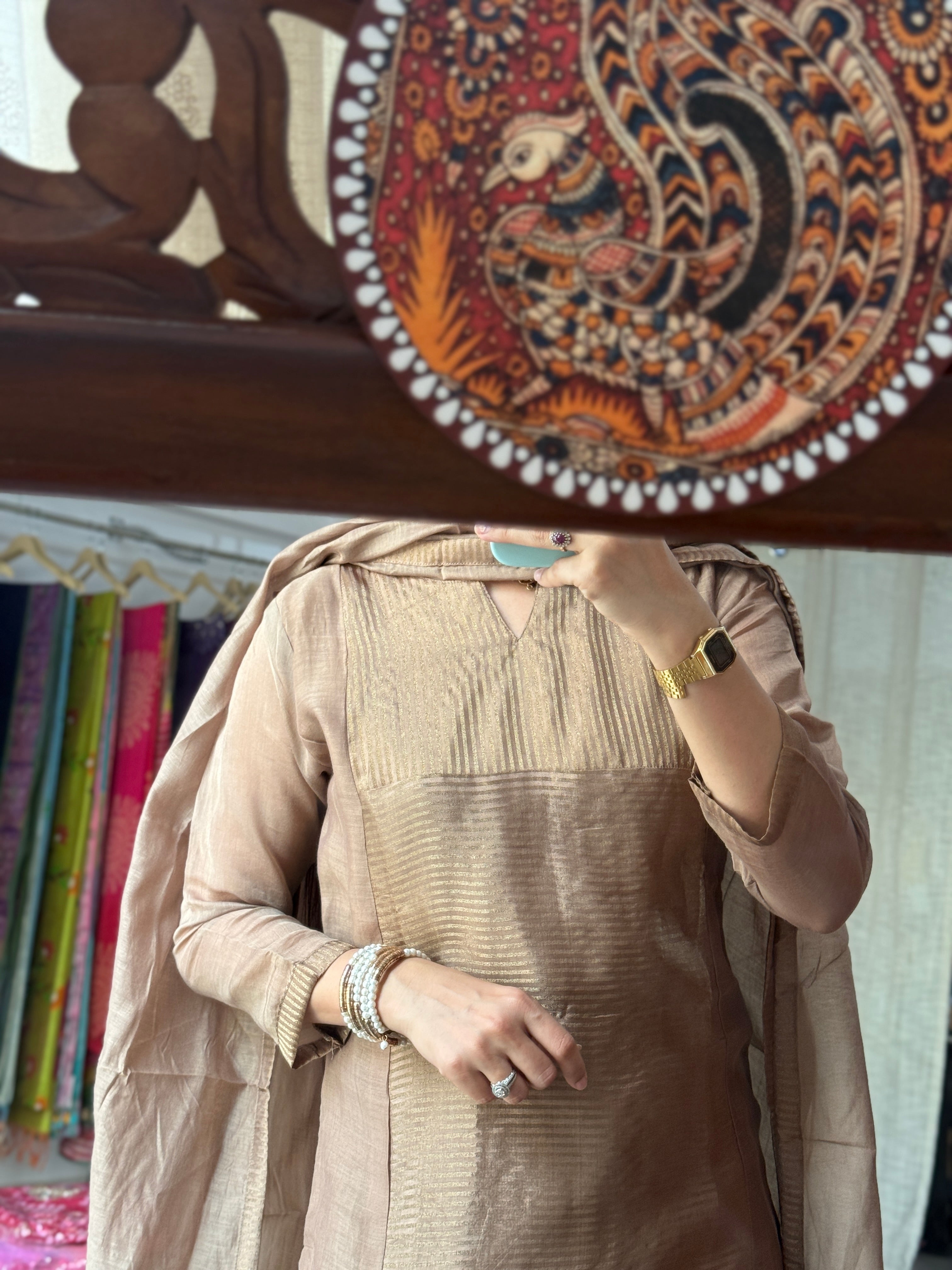 Premium Mul Chanderi Suit | Handloom Zari Beauty | Cotton lining| With Duppata|Classy & Elegant Suit Set