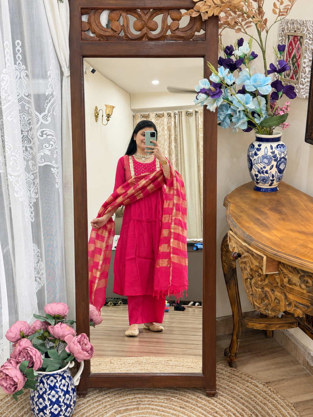 Pink Mul Chanderi Suit | Handloom Zari Beauty | Cotton lining| With tissue Duppata|Classy & Elegant Suit Set