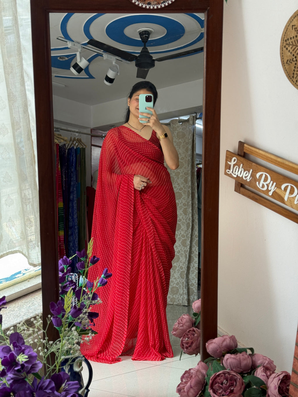 Georgette Leheriya Saree| with running blouse