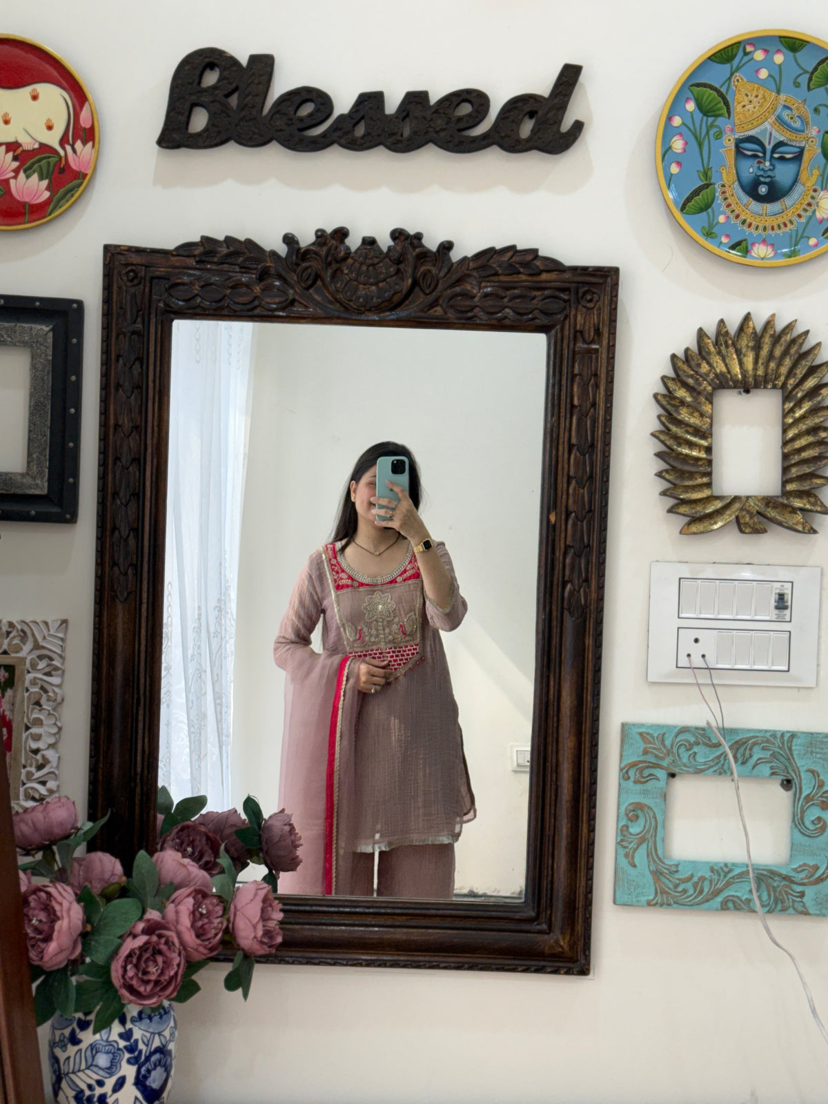 Pastel Pink Crushed Tissue Suit Set| Embroidered |With lining in top & bottom| beautiful Duppata