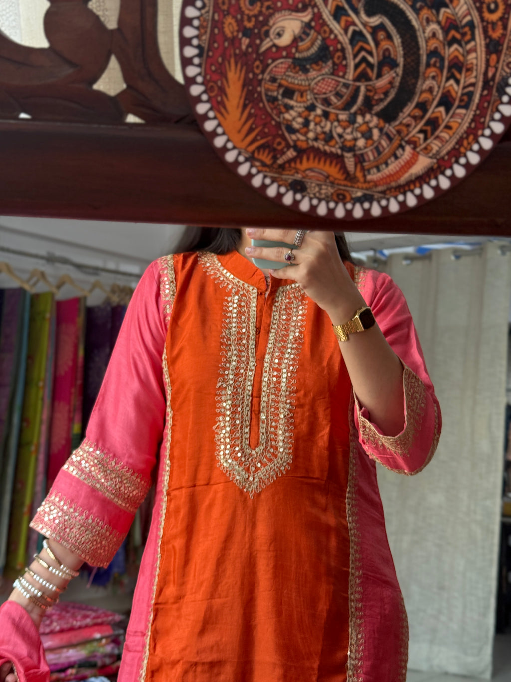 Dual tone Embroidered Suit | Cotton lining| with Duppata