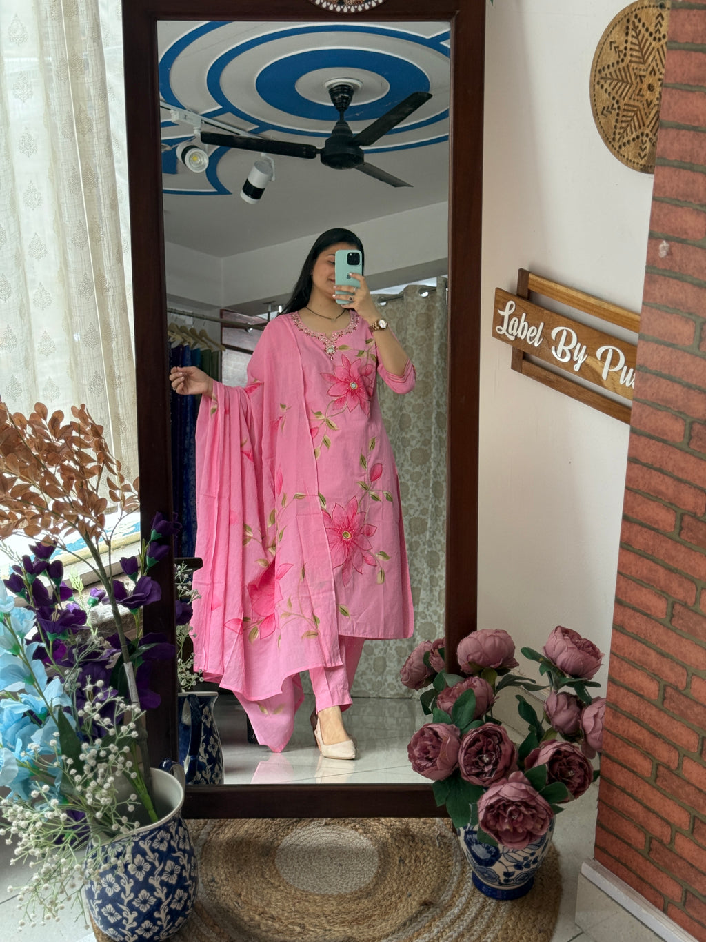Hand painted | Cotton Suit| Mul cotton Handpainted Duppata| Festive Special