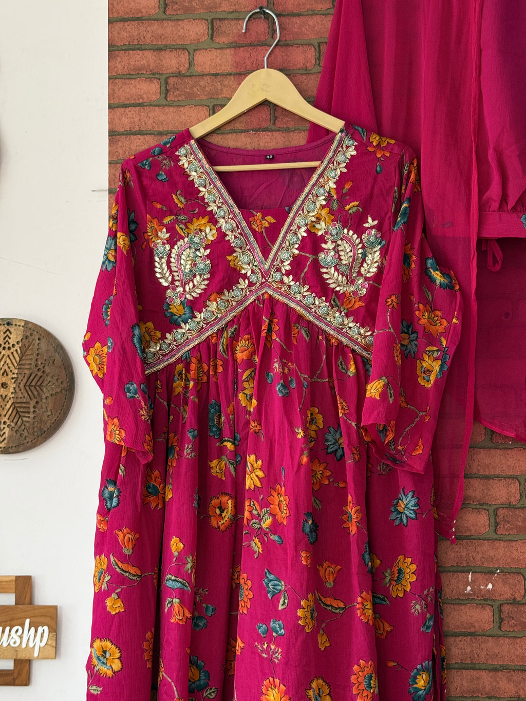 Pink Alia Suit |Chinon| Embroidered| Lining
