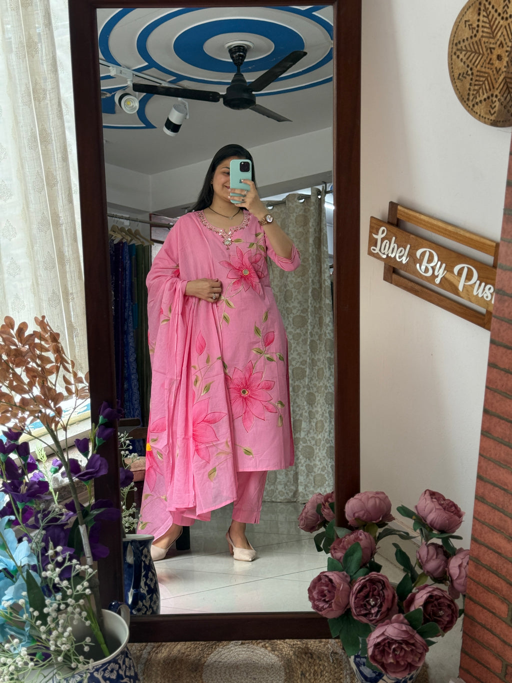 Hand painted | Cotton Suit| Mul cotton Handpainted Duppata| Festive Special